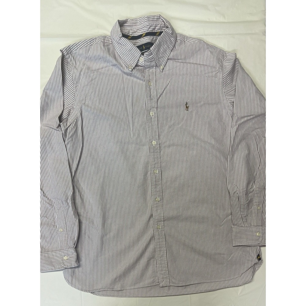 Ralph Lauren Striped Shirt Size XL Burgundy And White Color Pre Owned (282)